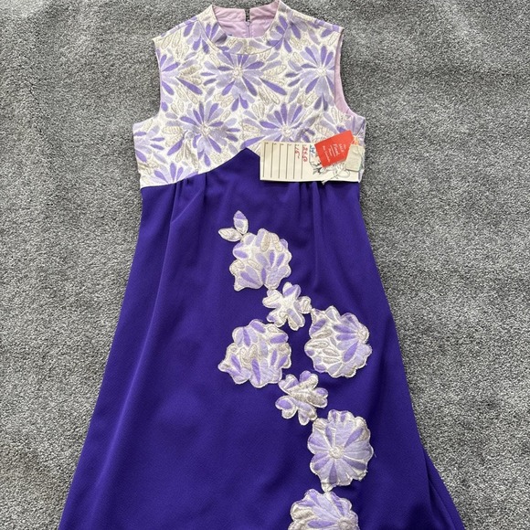 The Unbranded Brand Dresses & Skirts - VTG Womens M 50s 60s Prom Rockabilly Dress Acetate Purple Floral Sheath Flare